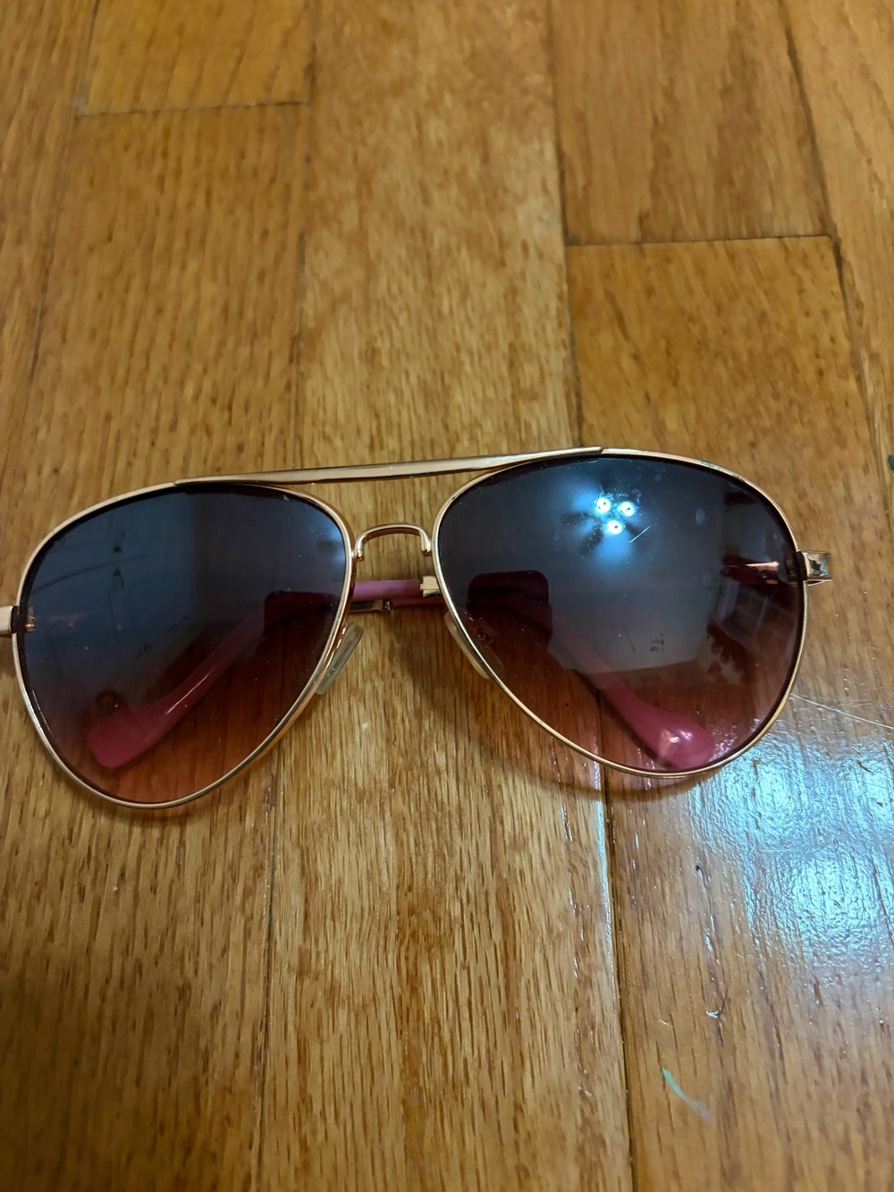 Jessica Simpson Gold Aviator Sunglasses with Pink Accents